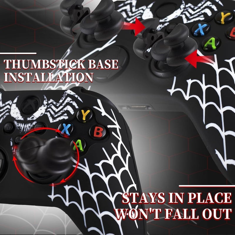 PlayRealm Silicone Skin Cover Sticker x 1 & Extender Grips x 2 for Xbox Series/One Controller Venom - Image 3